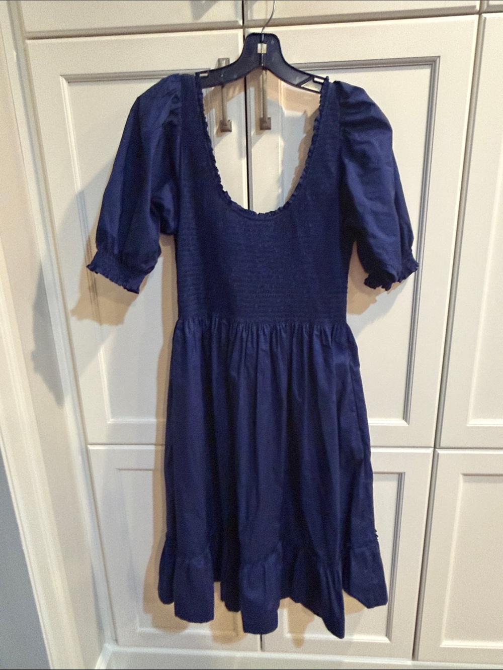 Hill House Navy  Louisa Puff-Sleeve Smocked Midi Dress - Picture 4 of 4